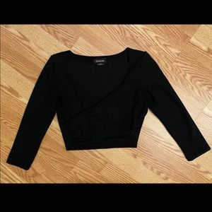 Bebe SM Black Long Sleeve Crop Top